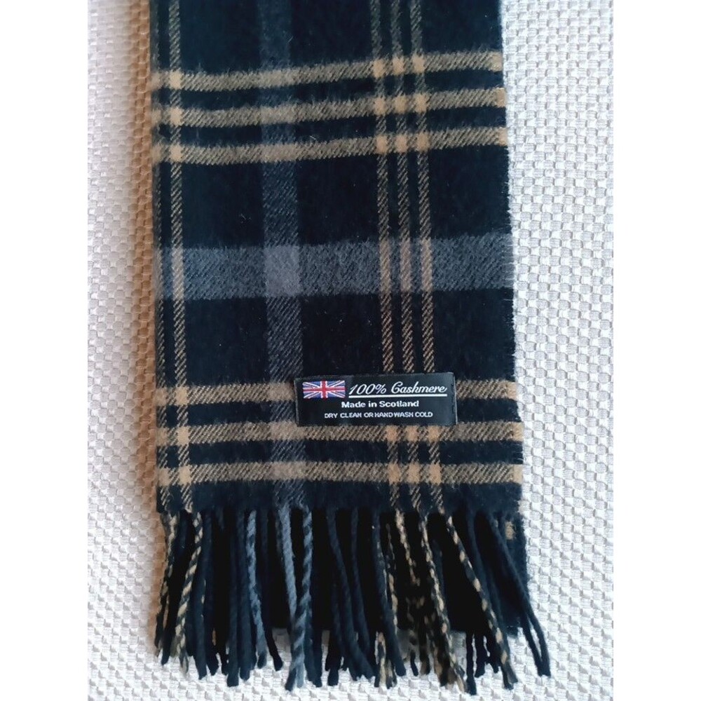 Cashmere Scarf Made In Scotland Mens Womens Winter Warm Black Gray Tan